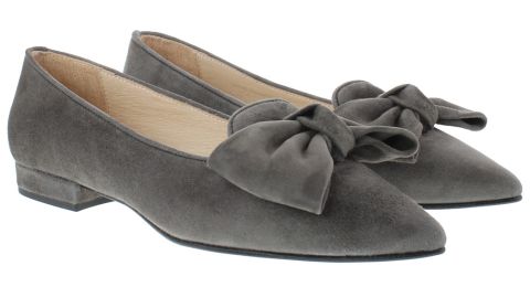 Leder Trachtenschuhe, Ballerinas, dunkel grau