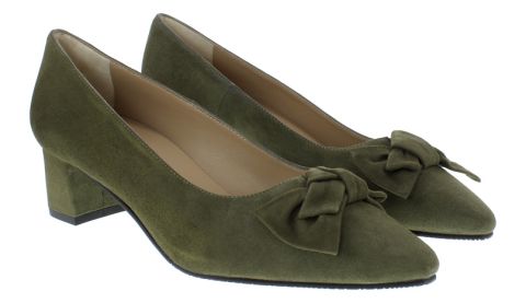 Samtziege, Trachtenschuhe, Pumps, oliv