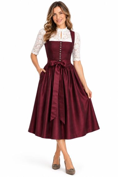 Festliches Mididirndl in Weinrot