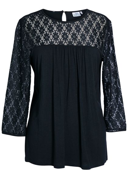Shirt in schwarz, 3/4 Arm