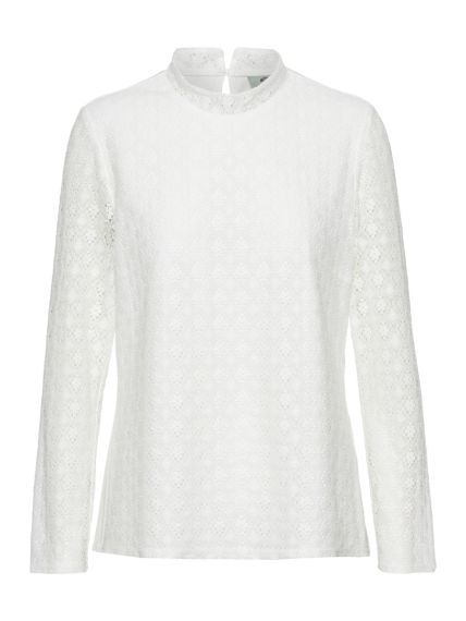 Spitzenshirt, Stehkragen, ecru