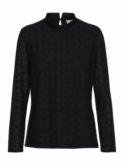 Spitzen Shirt, Stehkragen, black