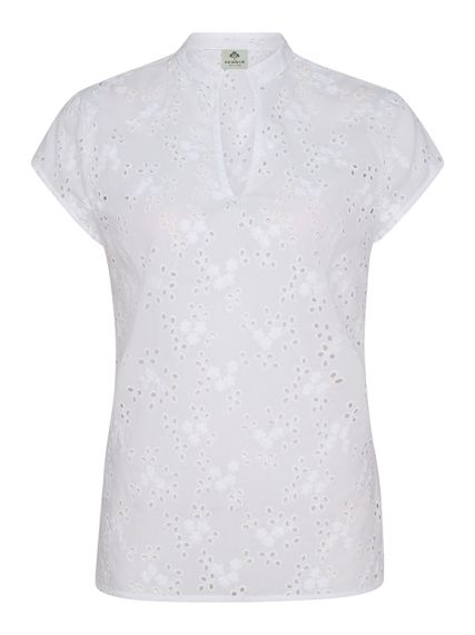 Allover-Strick Bluse, V-Ausschnitt