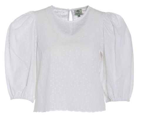 Bestickte Crop-Bluse, weiter Arm