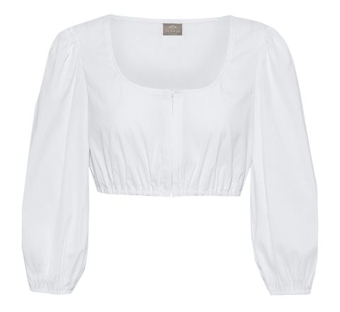 Stretch, Dirndlbluse, langarm, weiß