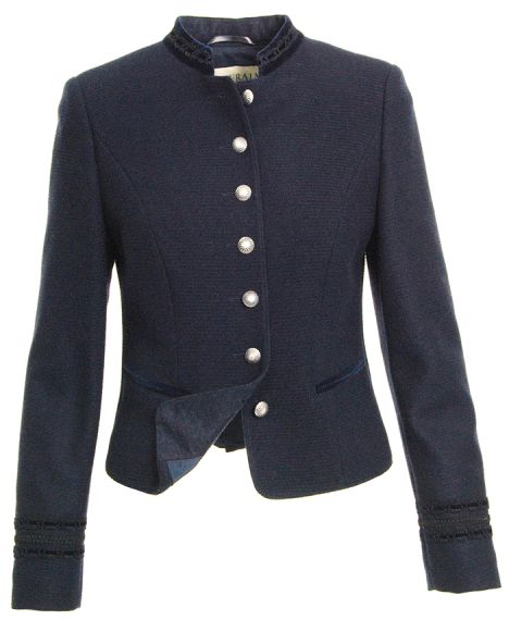 Woll-Stretch Blazer, kurz, blau