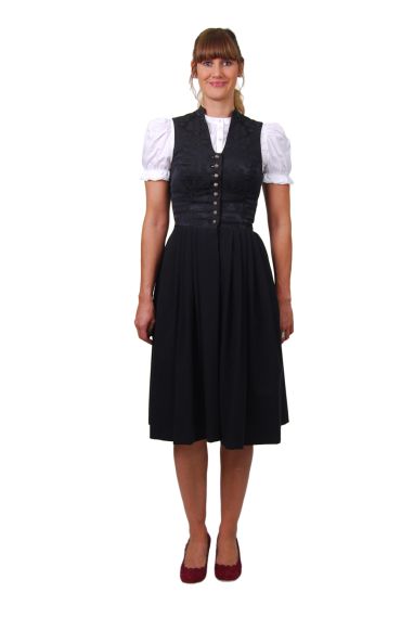 Mididirndl in schwarz mit Stehkragen