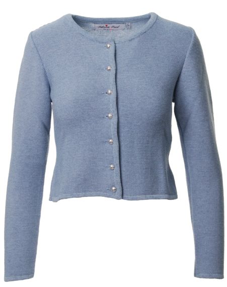 Dirndl Strickjacke, jeansblau, Linksstrick