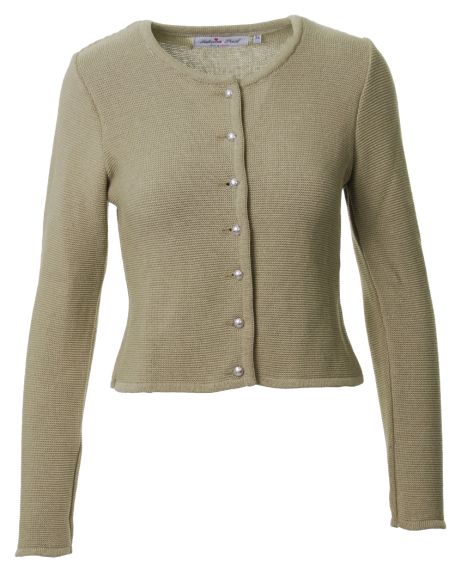 Dirndl Strickjacke, olivgelb, Linksstrick