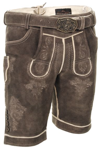 Hirschlederhose in Schiefer mit passendem Gürtel
