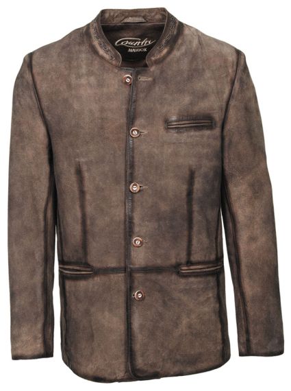 Ziegenleder, Lederjacke, Stehkragen, nuss