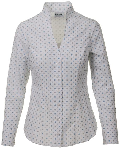 Trachtenbluse, V-Ausschnitt, blau
