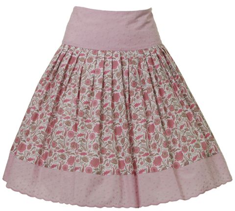 Sattelrock, bestickte Passe, rosa