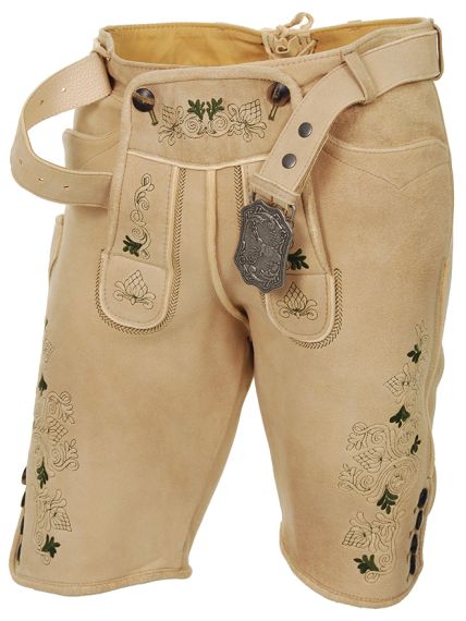 Kurze Hirschlederhose Natur mit Gürtel