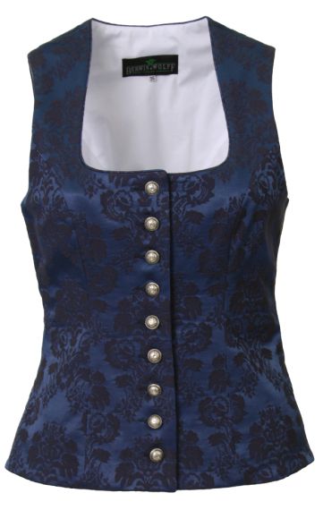 Trachten Stretch Mieder, Jacquard, blau