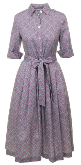 Hemdblusenkleid, blau-pink