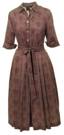 Langes Trachtenkleid, oliv-magenta