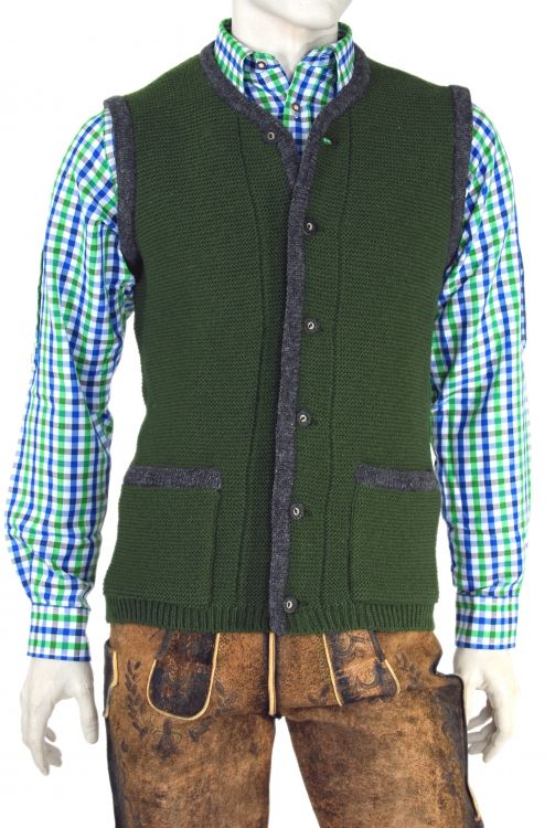 Trachten Strickweste, Gilet, moos