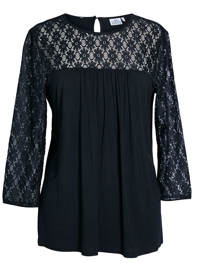 Shirt in schwarz, 3/4 Arm