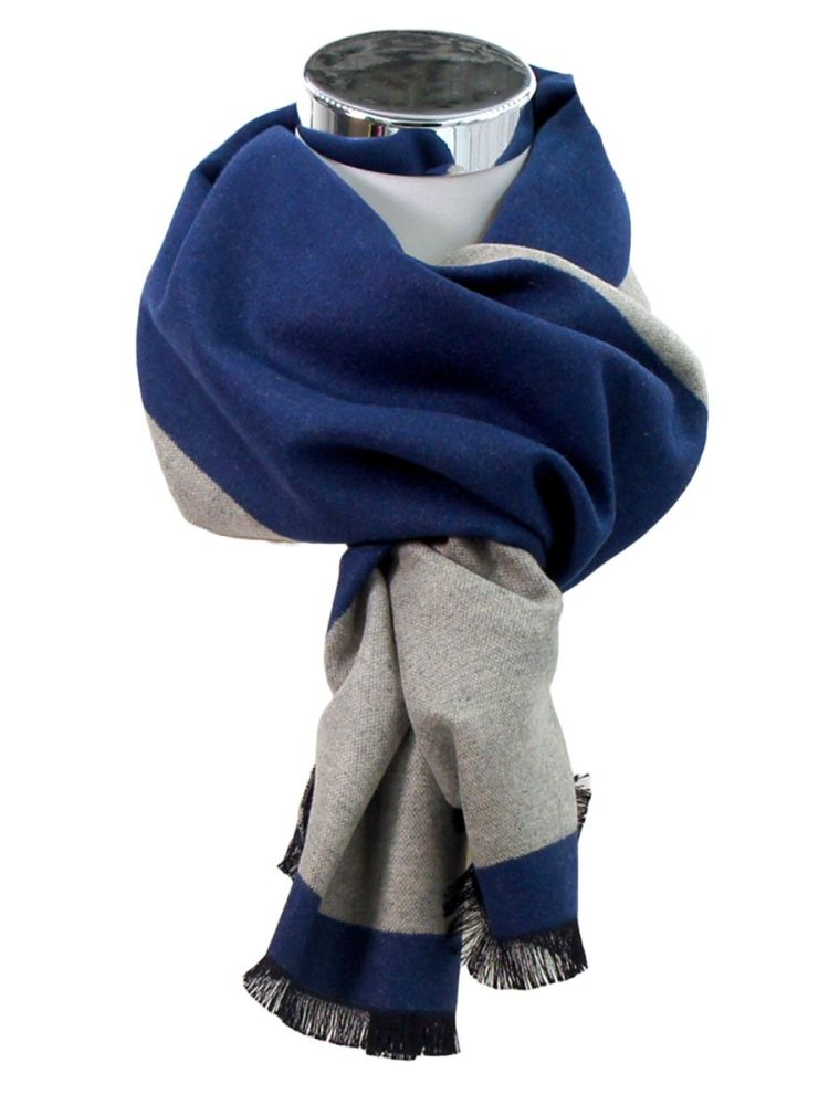 Viskose Schal, wendbar, marine-beige