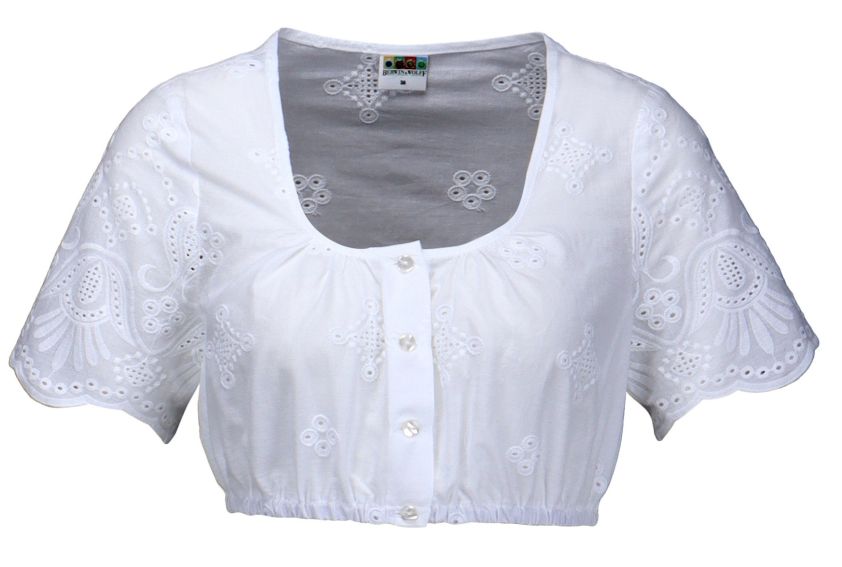 Dirndlbluse bestickt, weiß