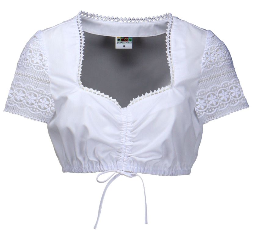Dirndlbluse, Spitzenarm, weiß