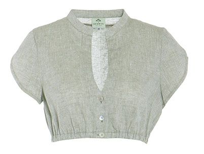 Dirndlbluse, Leinenmischung, oliv
