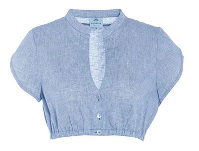 Dirndlbluse aus Leinenmischung, hellblau