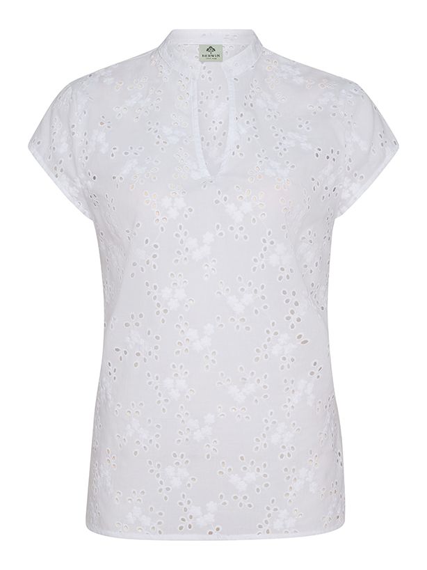 Allover-Strick Bluse, V-Ausschnitt