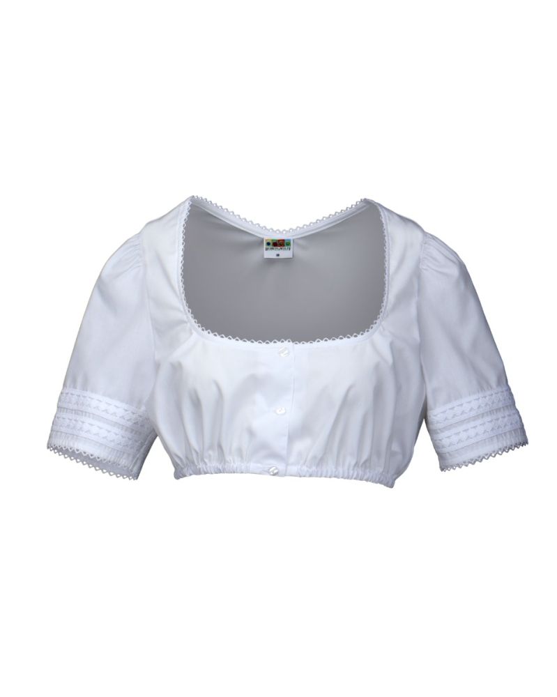 Dirndlbluse mit Spitzen, weiß