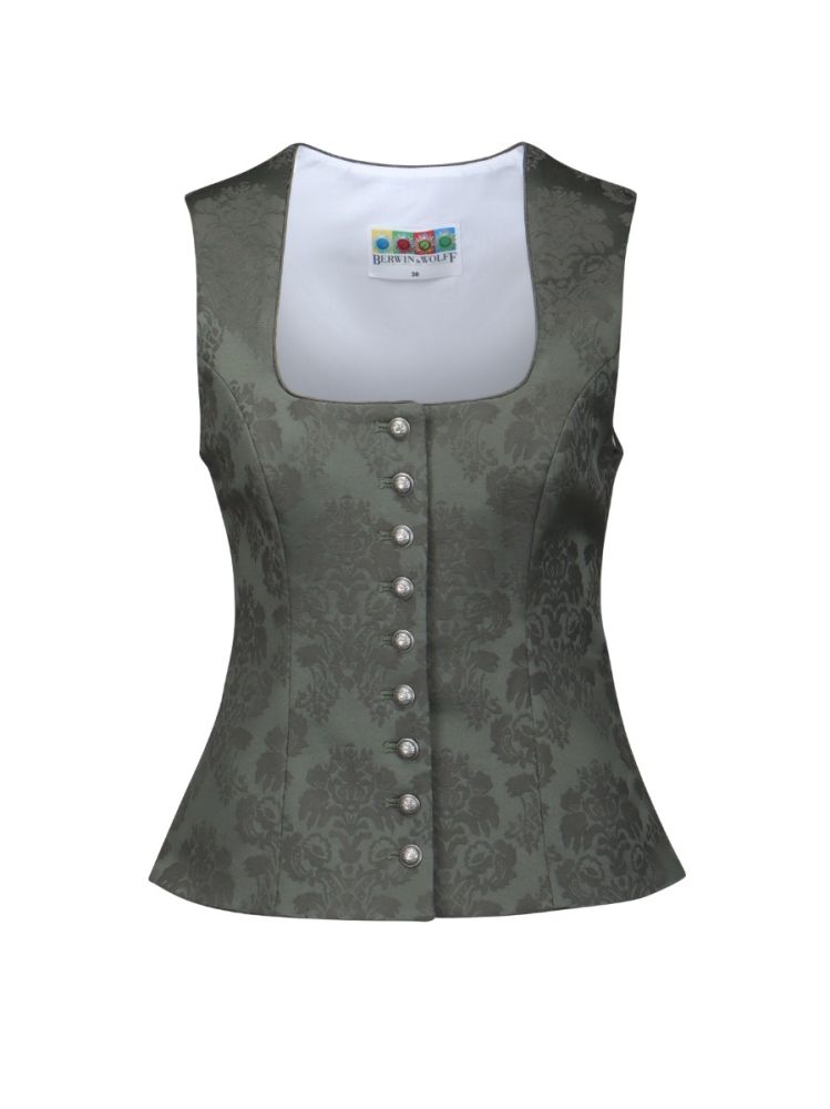 Trachten Stretch Mieder, Jacquard, oliv
