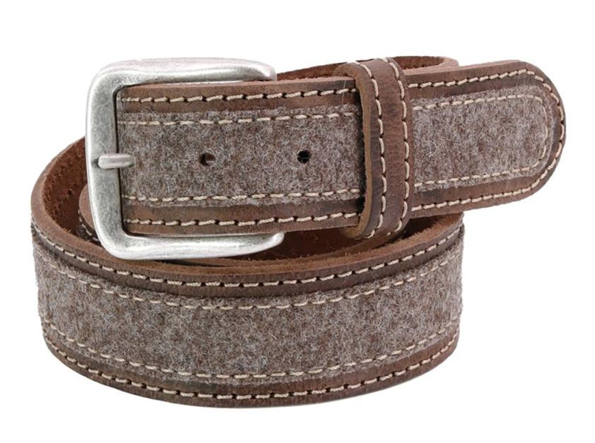 Herrengürtel Leder und Loden, braun