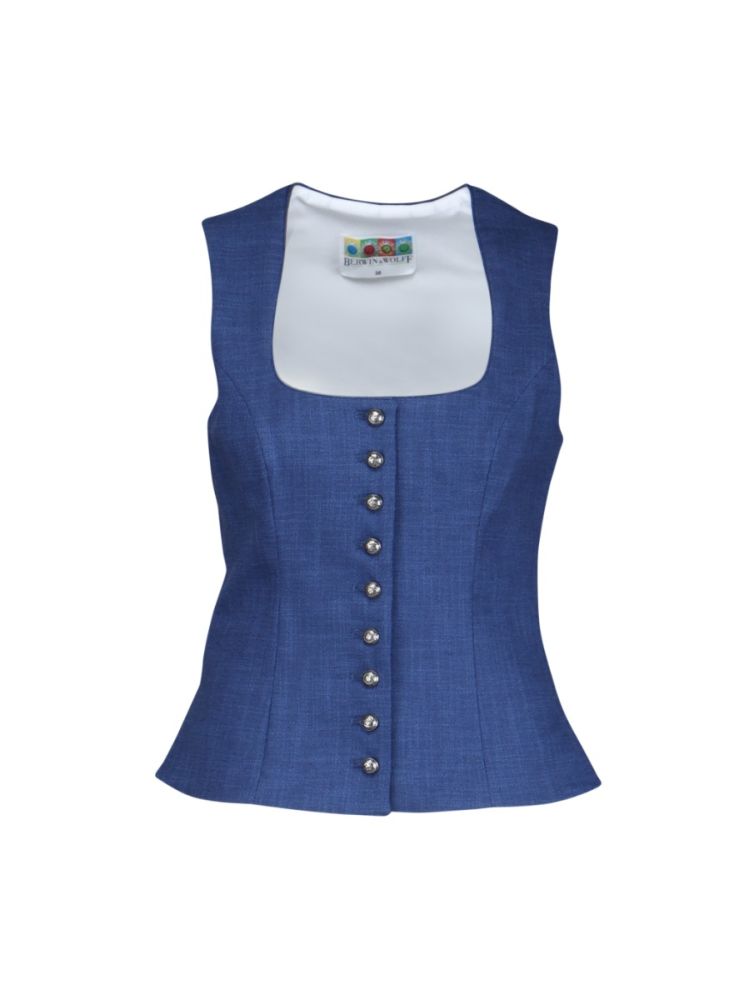 Mieder aus Stretch-Leinen, mittelblau