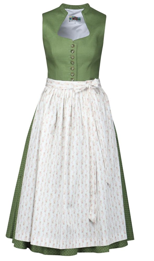 Leinen Dirndl, Herzausschnitt, olivgrün