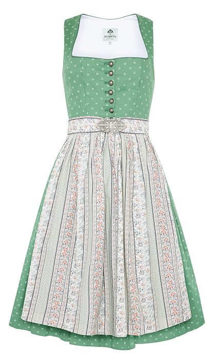 Dirndl, Streifendruck-Schürze, petrol