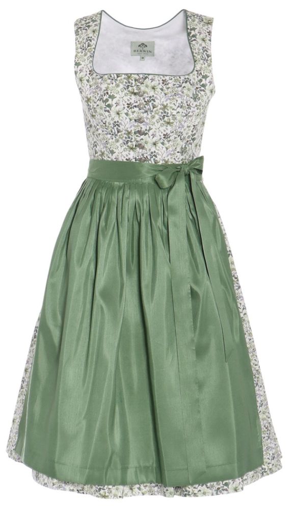 Midi Blumendirndl, salbeigrün