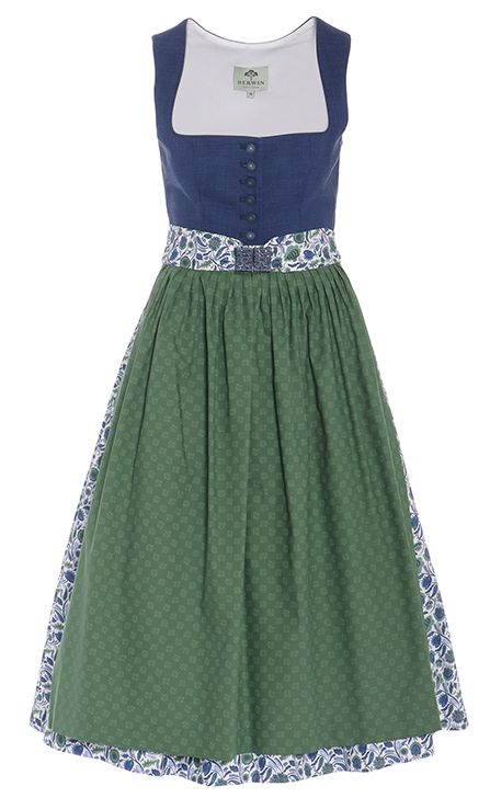 Dirndl, Leinen-Stretch, blau