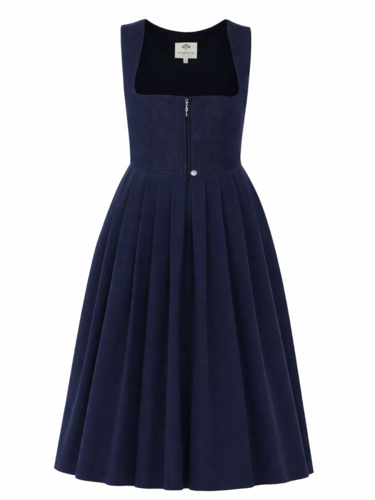 Elegantes Dirndl, Faltenrock, marineblau