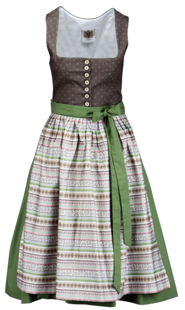 Midi Dirndl, taupe, 70cm Rocklänge