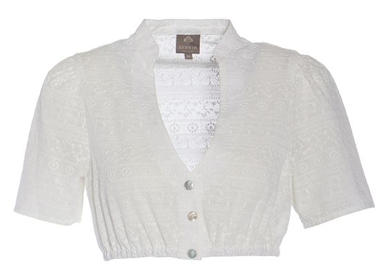 Dirndlbluse, Allover bestickt, weiß