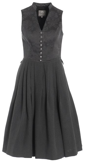 Stehkragen-Dirndl, Stretch, anthrazit