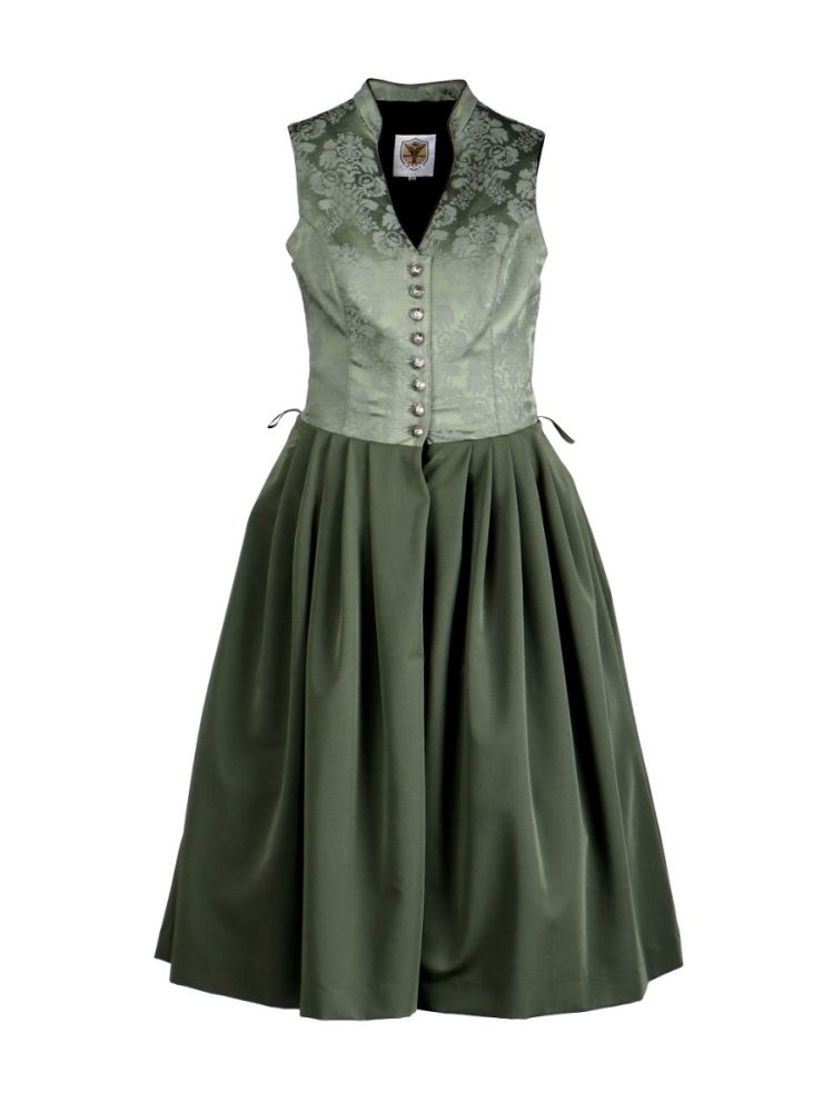 Stehkragen-Dirndl, Stretch Oberteil, oliv