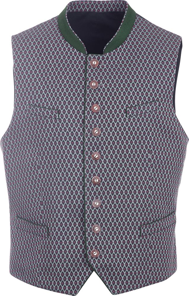 Stretch Trachtengilet, anthrazit, Weste mit Blumenstick
