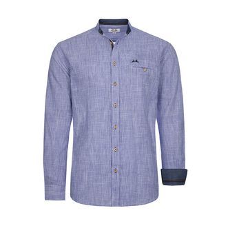 Stehkragen Hemd, blau, slimfit