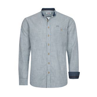 Stehkragen Hemd, grau-blau, slimfit