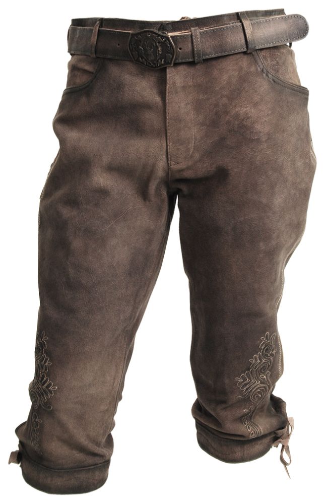 Kniebundlederhose smoke mit Zipp