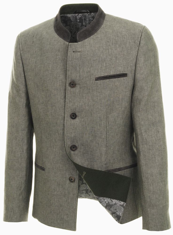 Leinen Trachtensakko oliv, slimfit