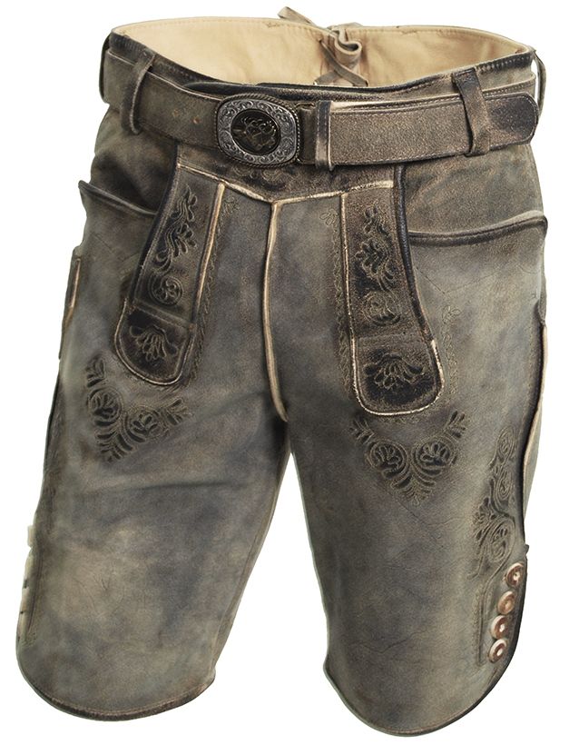 Weiche Ziegenlederhose, grün bestickt
