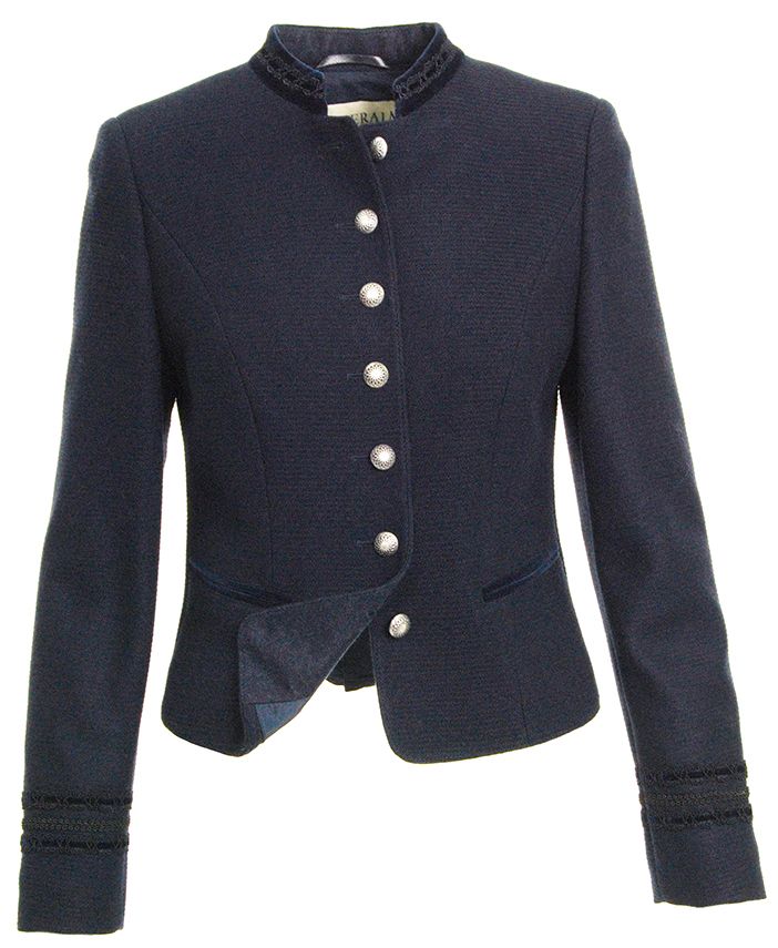 Woll-Stretch Blazer, kurz, blau