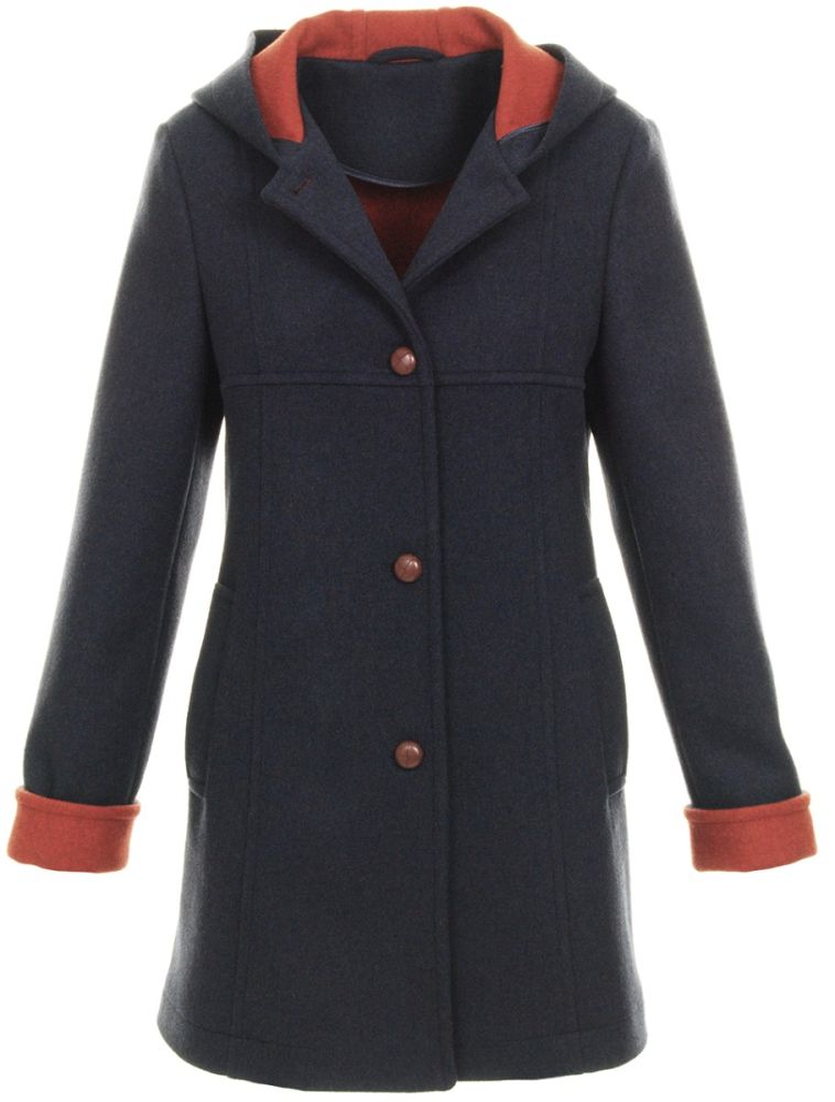 Double-Loden Kurzmantel, blau-rostbraun